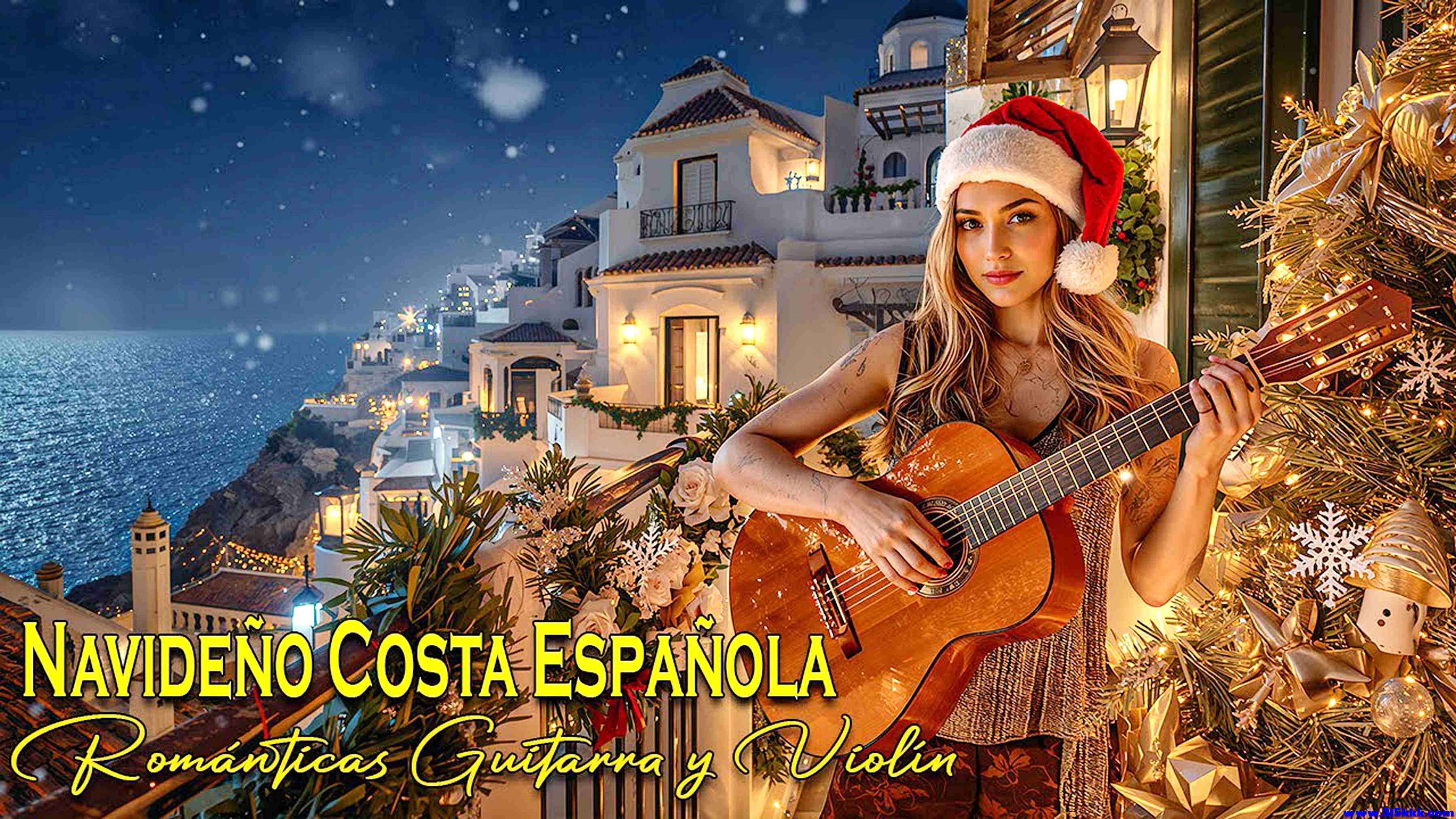 Noche de Romance Navideño en la Costa Española  Guitarra y Violín bajo Luces .jpg